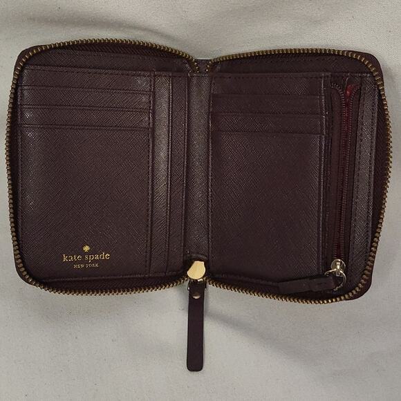 Kate Spade Burgundy Leather Wallet with Gold Accent - Picture 4 of 10